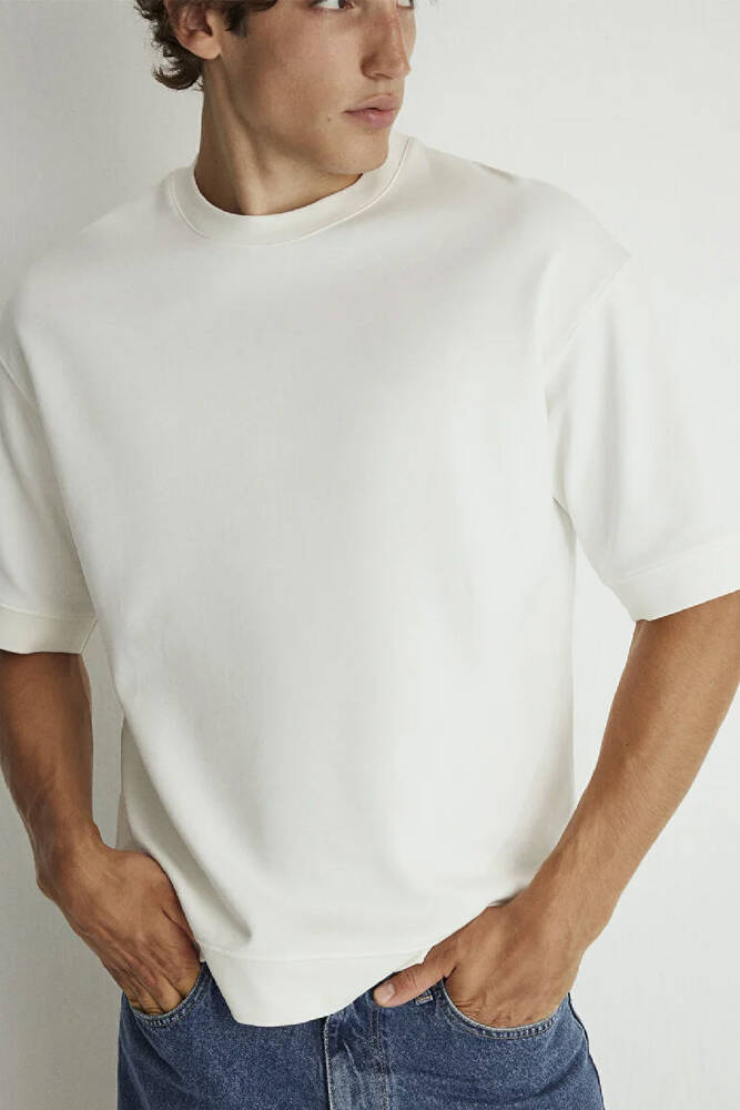 Erkek Bisiklet Yaka Tişört 0611614-70057 Ekru 
