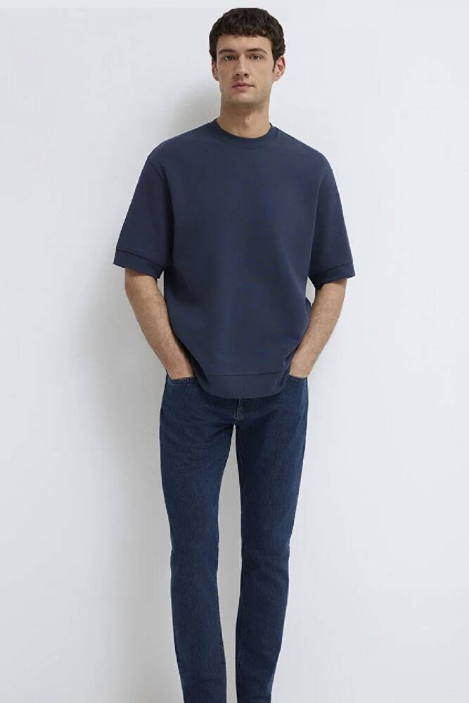 Erkek Bisiklet Yaka Tişört 0611614-70490 Lacivert 