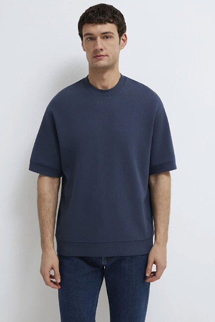 Erkek Bisiklet Yaka Tişört 0611614-70490 Lacivert (3)