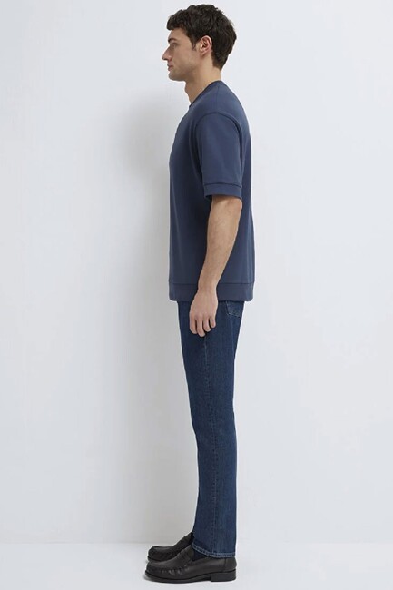 Erkek Bisiklet Yaka Tişört 0611614-70490 Lacivert - Thumbnail