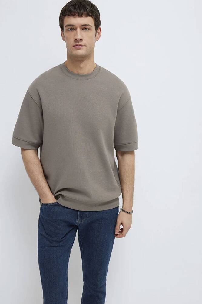 Erkek Bisiklet Yaka Tişört 0611614-87875 Bej 