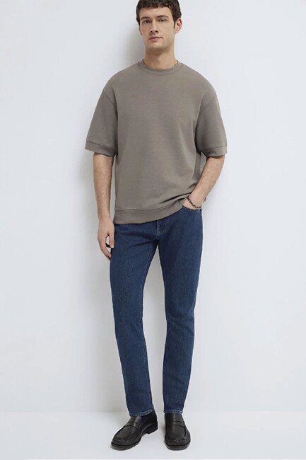 Erkek Bisiklet Yaka Tişört 0611614-87875 Bej (2)