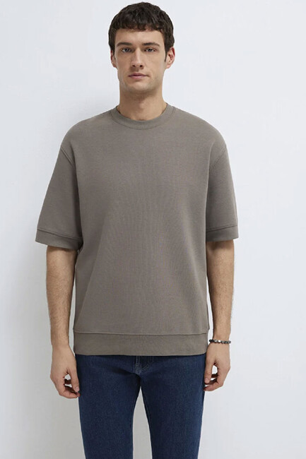 Erkek Bisiklet Yaka Tişört 0611614-87875 Bej - Thumbnail