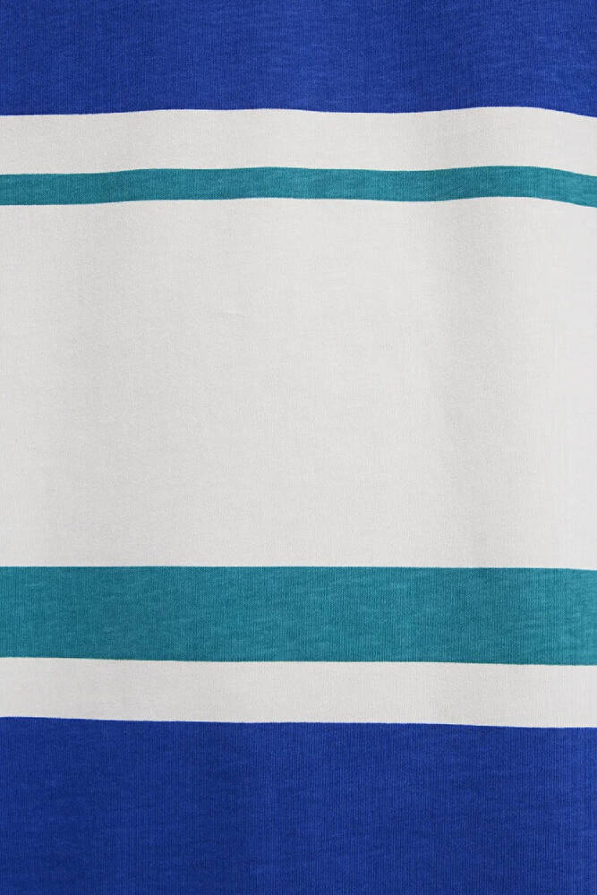Erkek Blok Çizgili Tişört 0613331-70057 Ekru 