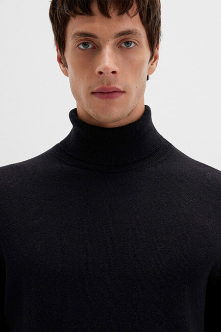 Erkek Boğazlı Kazak 0710372-900 Siyah - Thumbnail