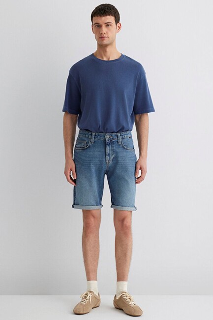 Erkek Brain 90's Denim Şort 0418487835 Mavi - Thumbnail