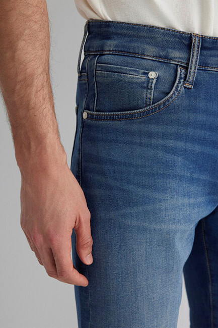 Erkek Brain Sporty Denim Şort 0418490389 Mavi - Thumbnail