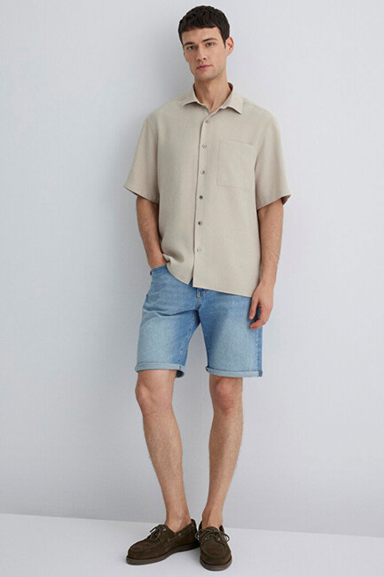 Erkek Brian Lt Street Comfort Jean Şort 0418481309 Mavi (1)