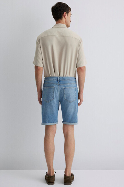 Erkek Brian Lt Street Comfort Jean Şort 0418481309 Mavi - Thumbnail