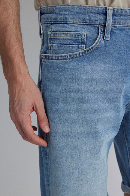 Erkek Brian Lt Street Comfort Jean Şort 0418481309 Mavi - Thumbnail