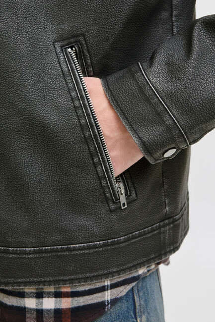 Erkek Casablanca Pu Ceket 12278839 Siyah - Thumbnail