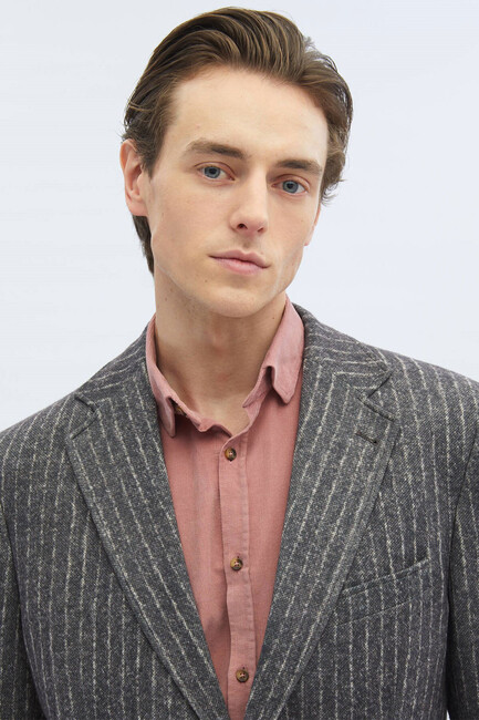 Erkek Çizgili Comfort Fit Örme Ceket CK-2620 10150786 Kahve (3)