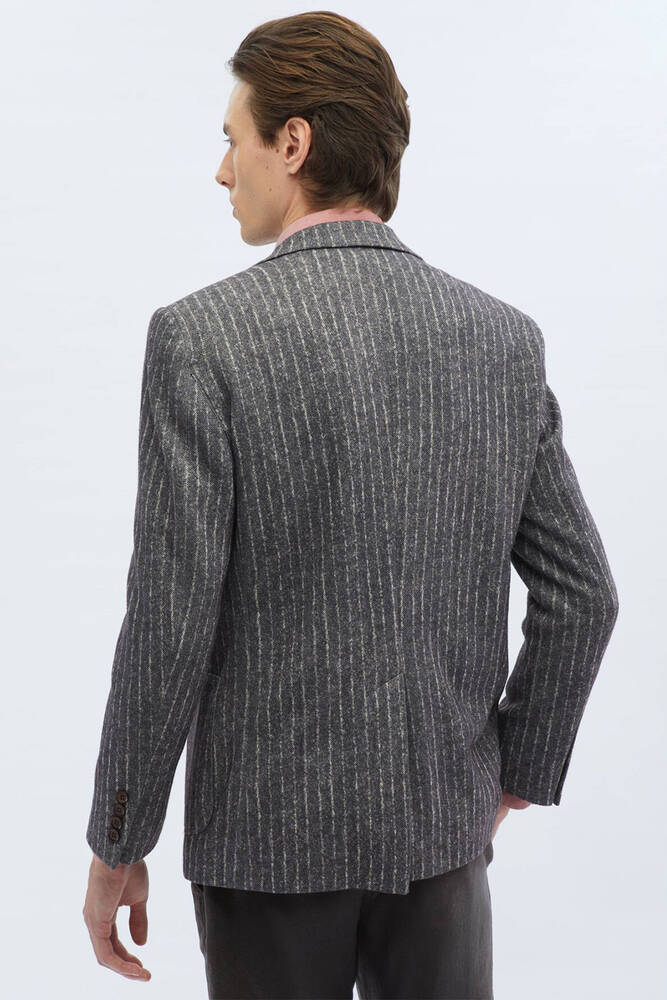 Erkek Çizgili Comfort Fit Örme Ceket CK-2620 10150786 Kahve 