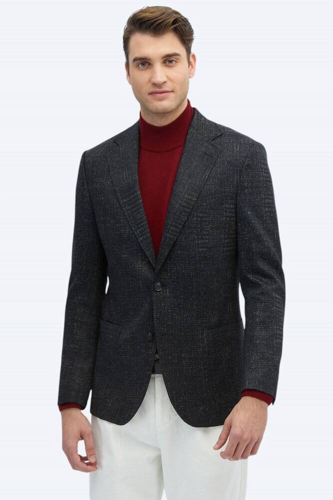 Erkek Comfort Fit Yün Karışımlı Örme Ceket CK-2625 10150796 Siyah 