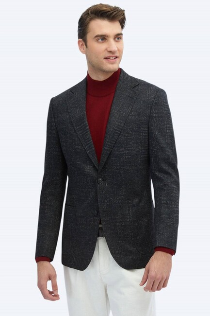 Erkek Comfort Fit Yün Karışımlı Örme Ceket CK-2625 10150796 Siyah (3)
