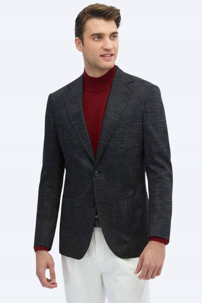 Erkek Comfort Fit Yün Karışımlı Örme Ceket CK-2625 10150796 Siyah 