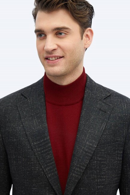 Erkek Comfort Fit Yün Karışımlı Örme Ceket CK-2625 10150796 Siyah - Thumbnail