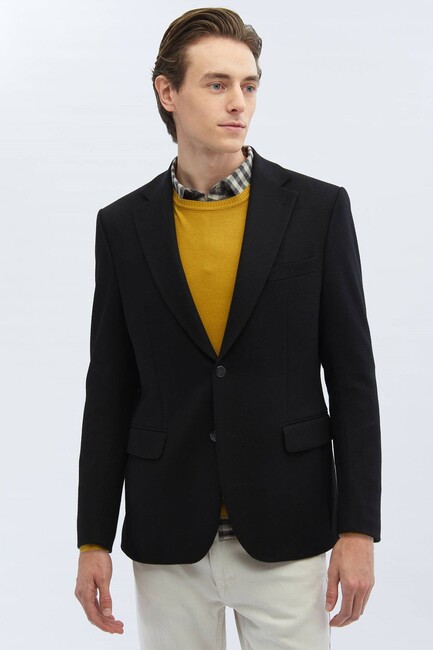 Erkek Modern Fit Yün Karışımlı Ceket CK-753 10152097 Siyah (3)