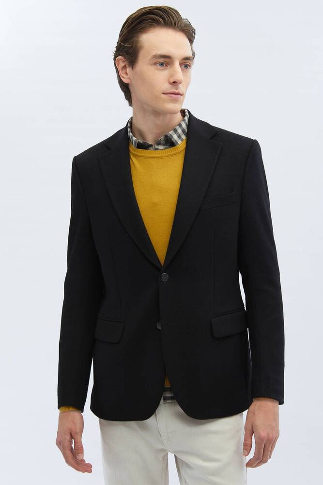 Erkek Modern Fit Yün Karışımlı Ceket CK-753 10152097 Siyah 