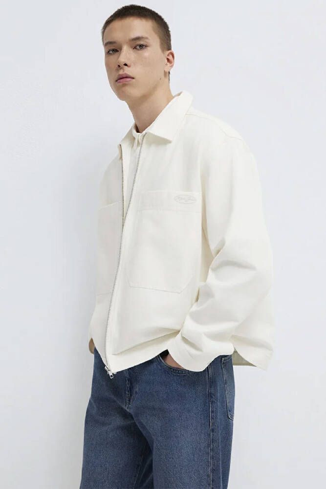 Erkek Cepli Fermuarlı Gömlek 0211861-70057 Beyaz 