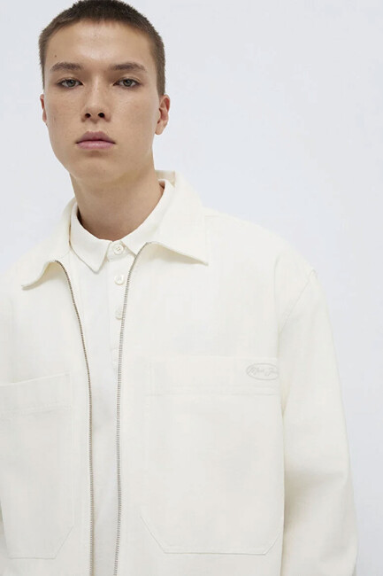 Erkek Cepli Fermuarlı Gömlek 0211861-70057 Beyaz - Thumbnail