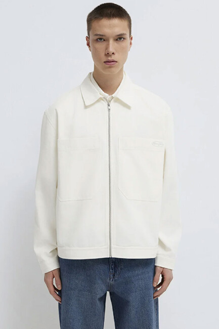 Erkek Cepli Fermuarlı Gömlek 0211861-70057 Beyaz - Thumbnail