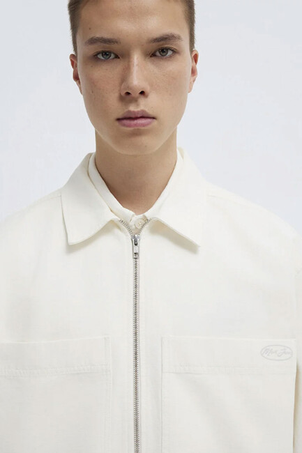 Erkek Cepli Fermuarlı Gömlek 0211861-70057 Beyaz - Thumbnail