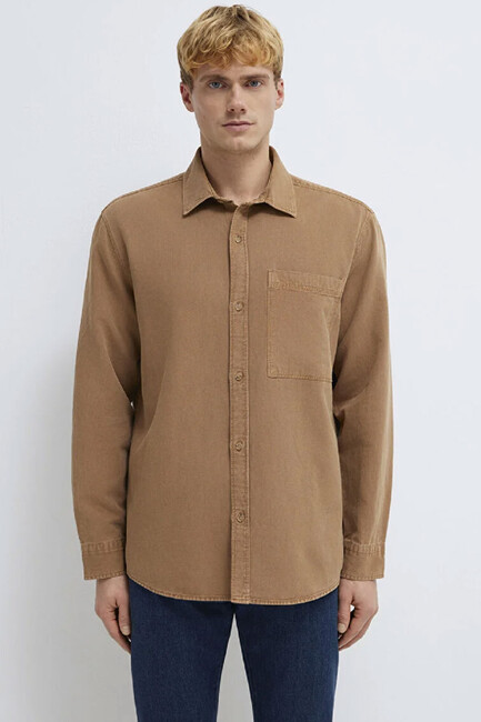 Erkek Cepli Gömlek 0211827-88616 Kahve - Thumbnail