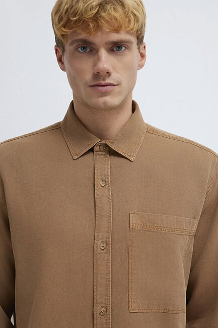 Erkek Cepli Gömlek 0211827-88616 Kahve - Thumbnail