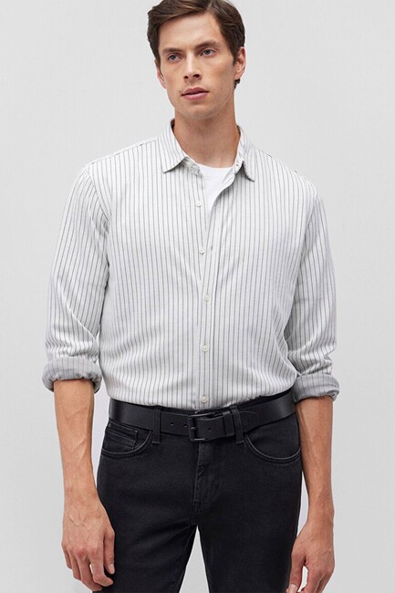 Erkek Çizgili Gömlek 0211248-900 Siyah (2)