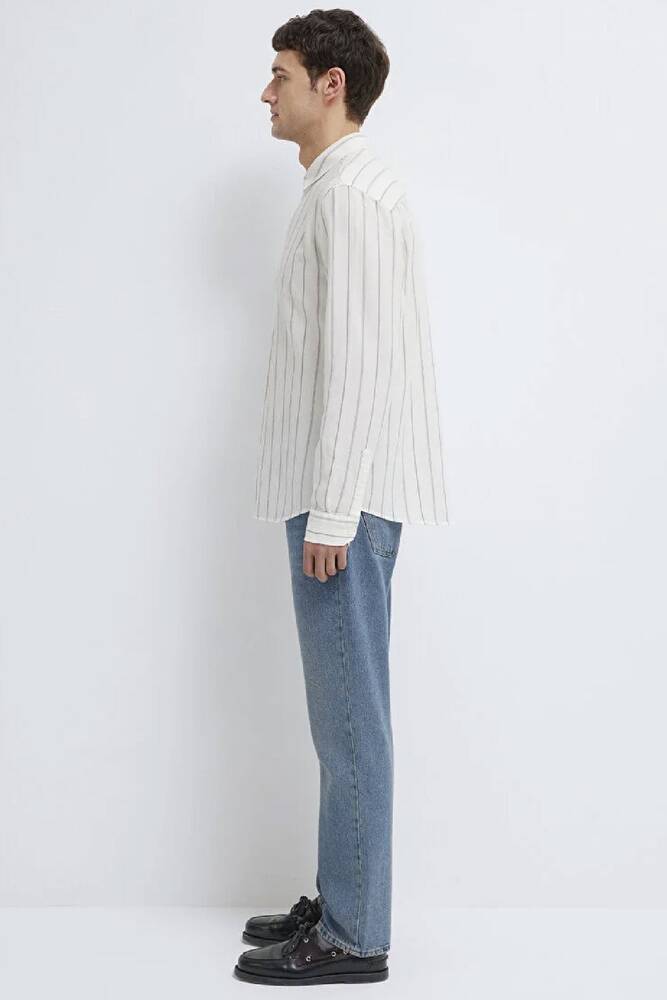 Erkek Çizgili Gömlek 0211384-80692 Ekru 