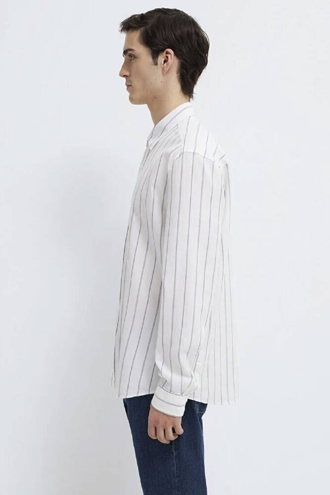 Erkek Çizgili Gömlek 0211384-86702 Beyaz 