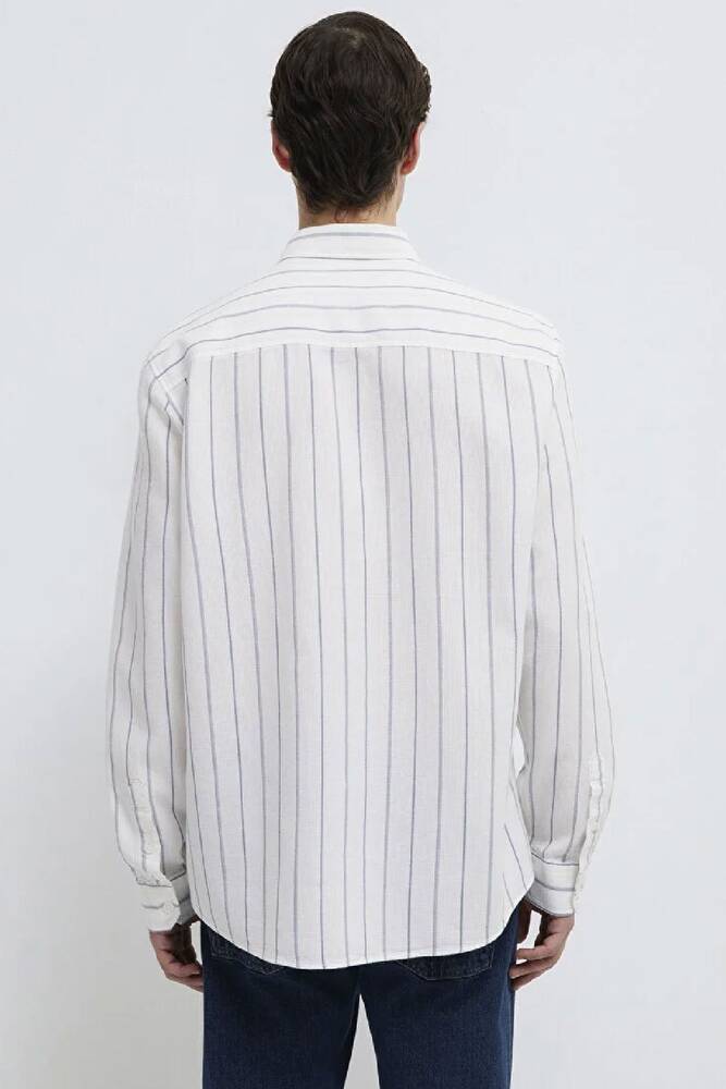 Erkek Çizgili Gömlek 0211384-86702 Beyaz 