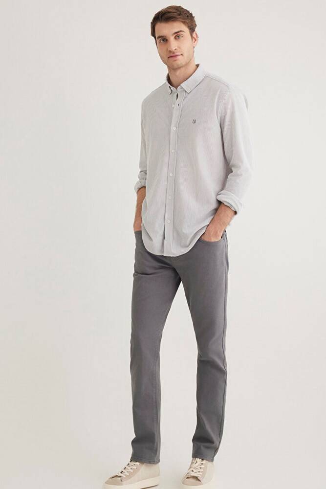 Erkek Çizgili Gömlek 0211402-82577 Gri 