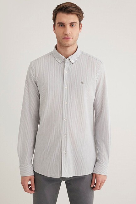 Erkek Çizgili Gömlek 0211402-82577 Gri (3)