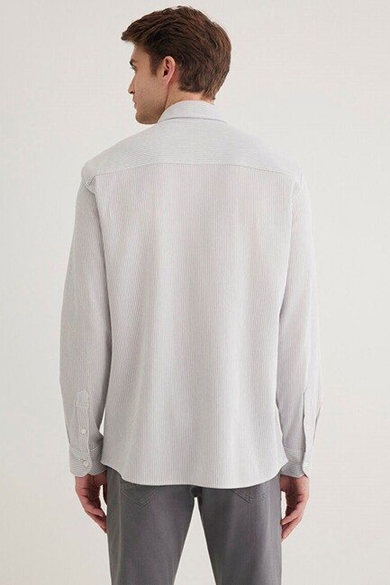 Erkek Çizgili Gömlek 0211402-82577 Gri - Thumbnail
