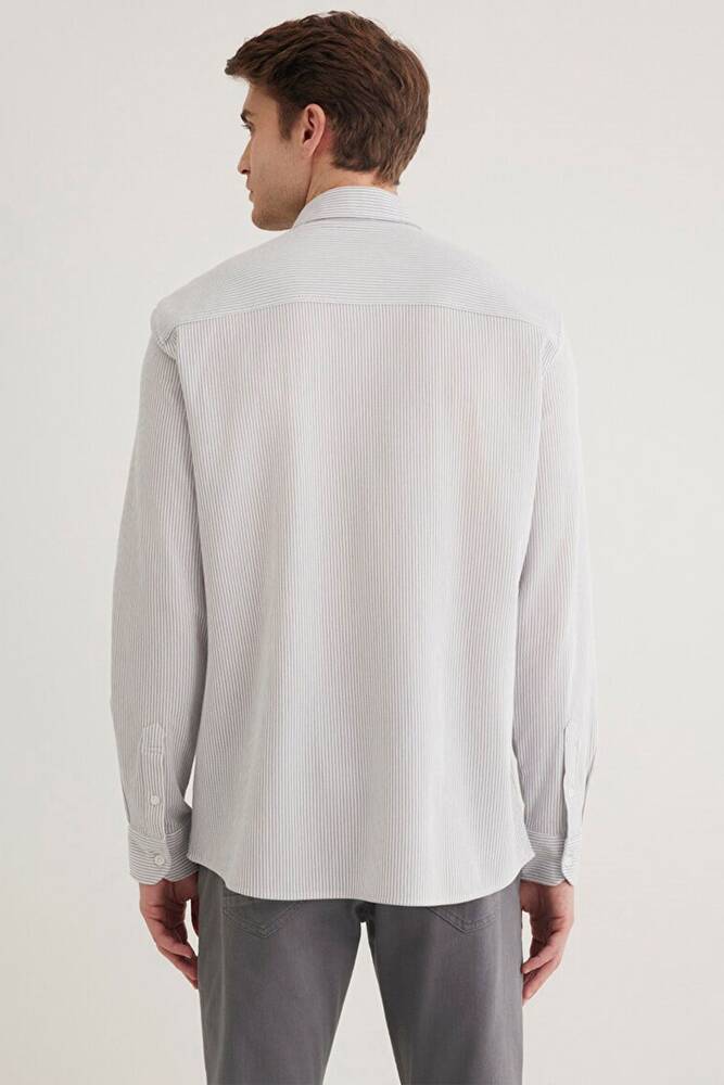 Erkek Çizgili Gömlek 0211402-82577 Gri 