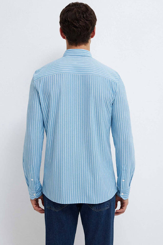 Erkek Çizgili Gömlek 0211404-91579 Mavi 