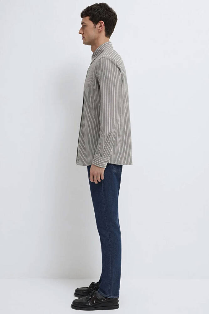 Erkek Çizgili Gömlek 0211404-91582 Bej 