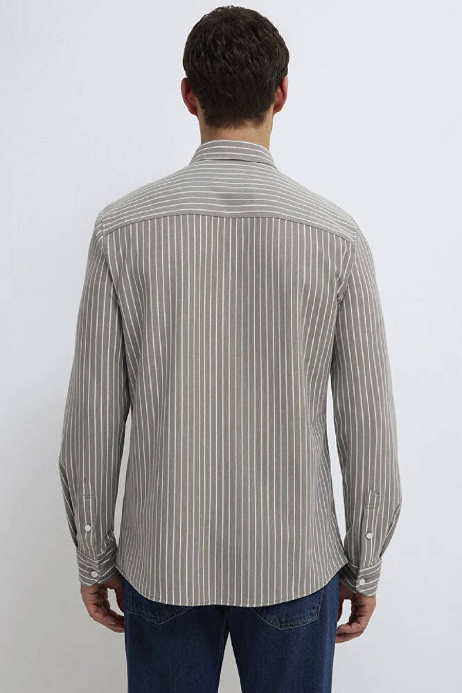 Erkek Çizgili Gömlek 0211404-91582 Bej 