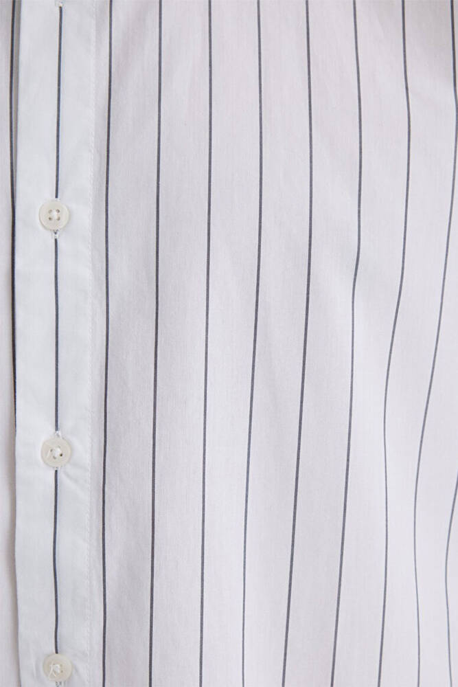 Erkek Çizgili Gömlek 0211576-70096 Beyaz 