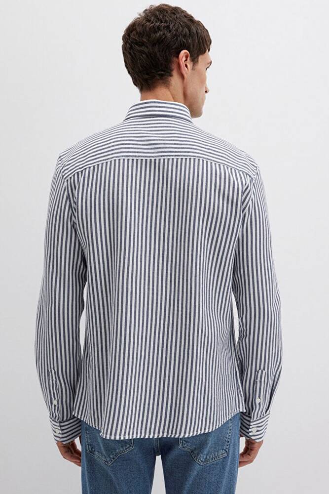 Erkek Çizgili Gömlek 0211692-90911 Lacivert 