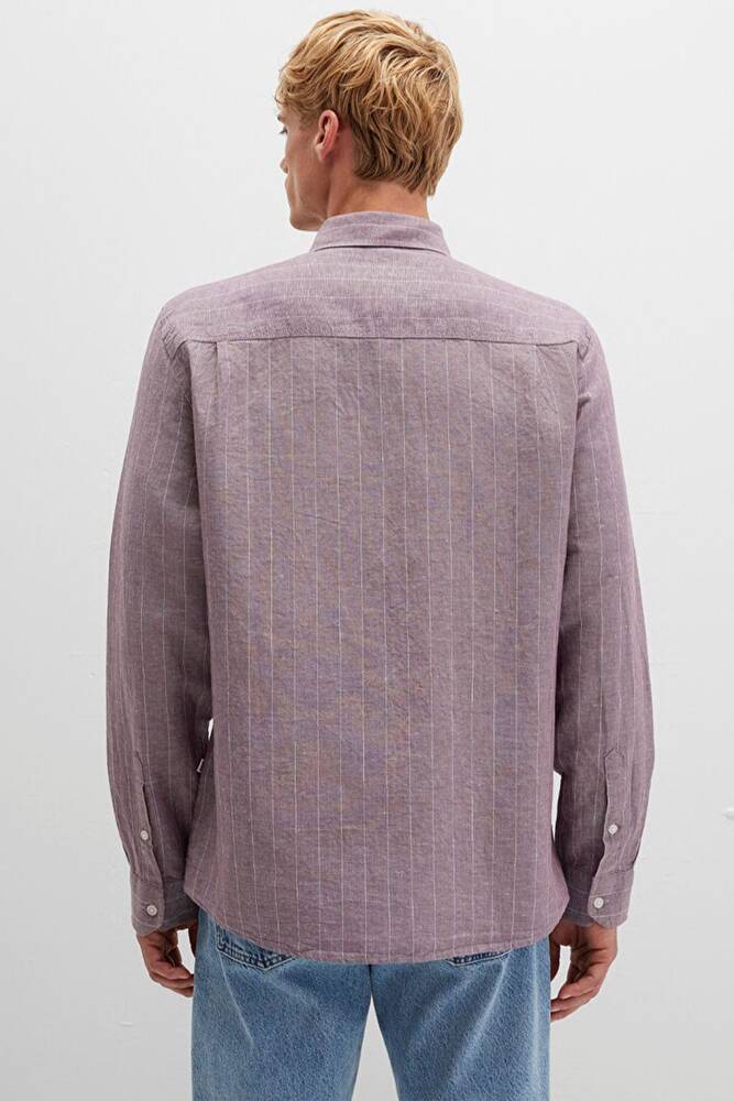 Erkek Çizgili Gömlek 0211704-90926 Bordo 