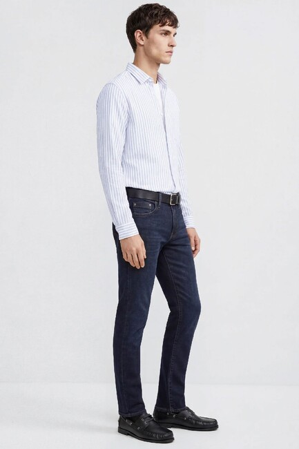 Erkek Çizgili Gömlek 0211828-91402 Mavi (2)