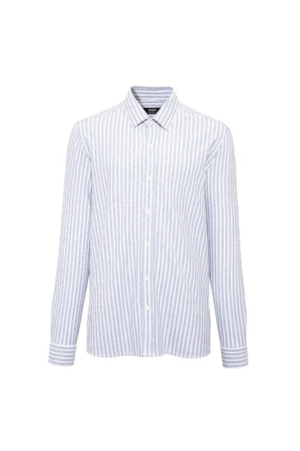 Erkek Çizgili Gömlek 0211828-91402 Mavi - Thumbnail