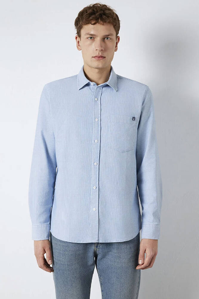 Erkek Çizgili Gömlek 0211852-91407 Mavi 