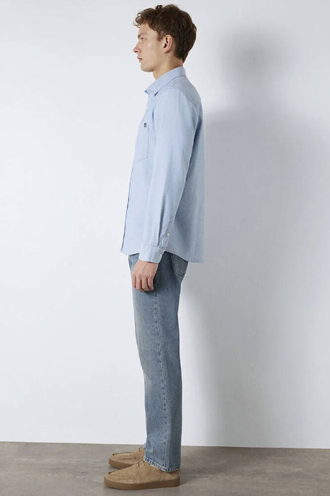 Erkek Çizgili Gömlek 0211852-91407 Mavi 