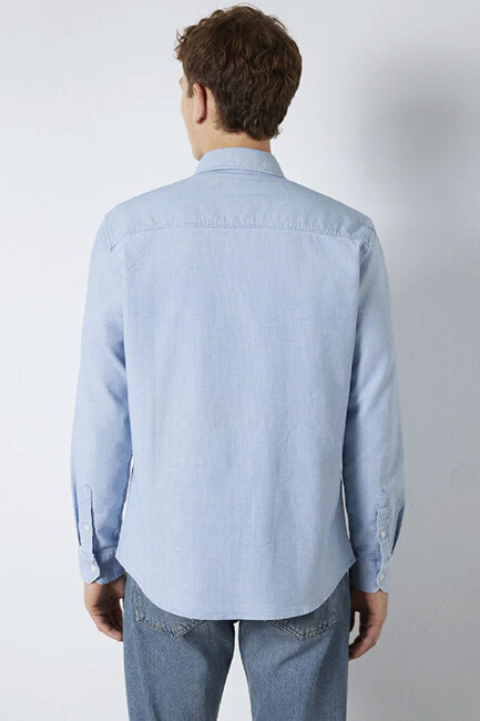 Erkek Çizgili Gömlek 0211852-91407 Mavi - Thumbnail