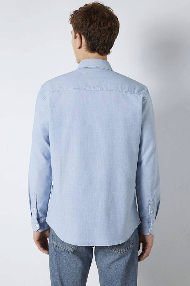 Erkek Çizgili Gömlek 0211852-91407 Mavi 