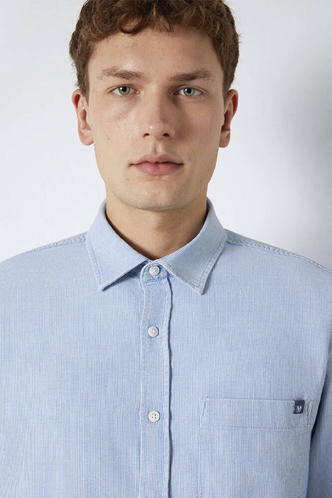 Erkek Çizgili Gömlek 0211852-91407 Mavi 